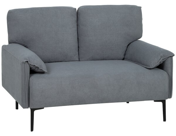 HOMCOM Divano 2 posti, con cuscini spessi, rivestimento effetto velluto, Grigio | Aosom Italy