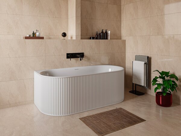 Vasca da bagno freestanding scanalata - 170 x 80 x 60 cm - Acrilico - Bianco opaco - 290 L - BARBORI