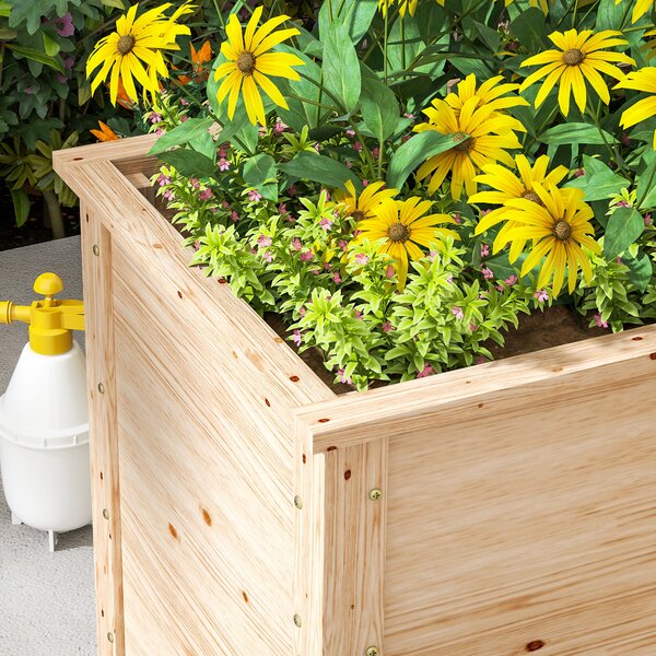 Outsunny Aiuola rialzata a L, in legno 120 x 120 x 62 cm, Legno naturale | Aosom Italy