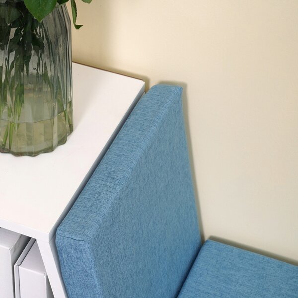 HOMCOM Libreria banco 2 in 1 con 5 compartimenti di archiviazione e 2 cuscini 108 x 30 x 60 cm bianco e blu | Aosom Italy
