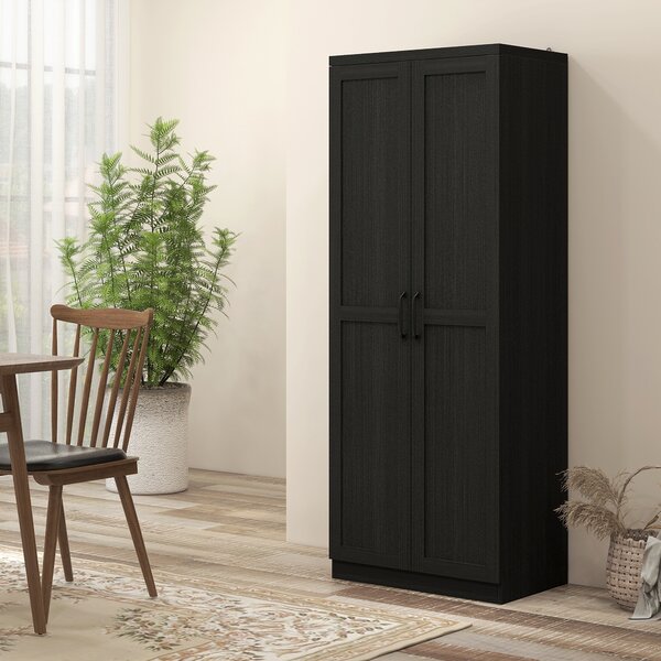 HOMCOM Buffet cucina, mobile cucina archiviazione con doppia porta e 2 ripiani regolabili, 60 x 40 x 160 cm, nero | Aosom Italy