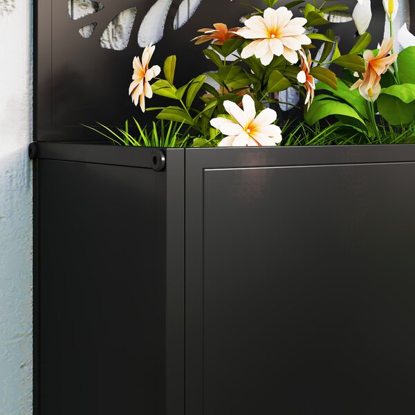 Outsunny Fioriera con traliccio a motivo rami e foglie, per piante rampicanti, in metallo 61 x 23 x 113 cm Nero | Aosom Italy
