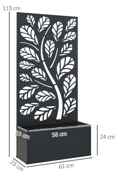 Outsunny Fioriera con traliccio a motivo rami e foglie, per piante rampicanti, in metallo 61 x 23 x 113 cm Nero | Aosom Italy
