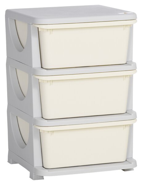HOMCOM Organizzatore dei giocattoli per bambini con cassetti a 3 livelli, scatole di plastica, 37 x 37 x 56,5 cm, crema | Aosom Italy