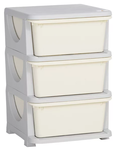 HOMCOM Organizzatore dei giocattoli per bambini con cassetti a 3 livelli, scatole di plastica, 37 x 37 x 56,5 cm, crema | Aosom Italy