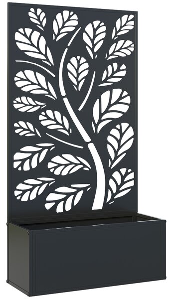 Outsunny Fioriera con traliccio a motivo rami e foglie, per piante rampicanti, in metallo 61 x 23 x 113 cm Nero | Aosom Italy