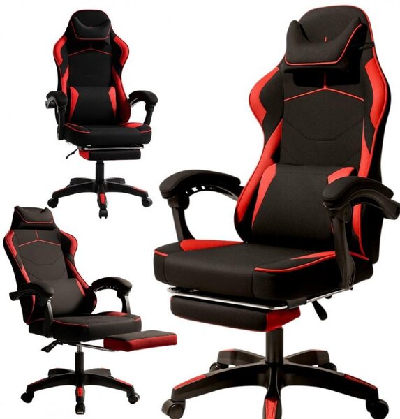 Sedia da gaming girevole VECTOR con funzione di massaggio e poggiapiedi, modello KO48CZE
