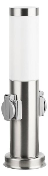 Brilagi - Lampada da esterno con 2 prese SCHUKO NOVA 1xE27/15W/230V 40 cm IP44 cromata