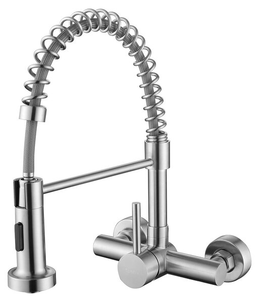 Rubinetto da cucina a parete con soffione estraibile