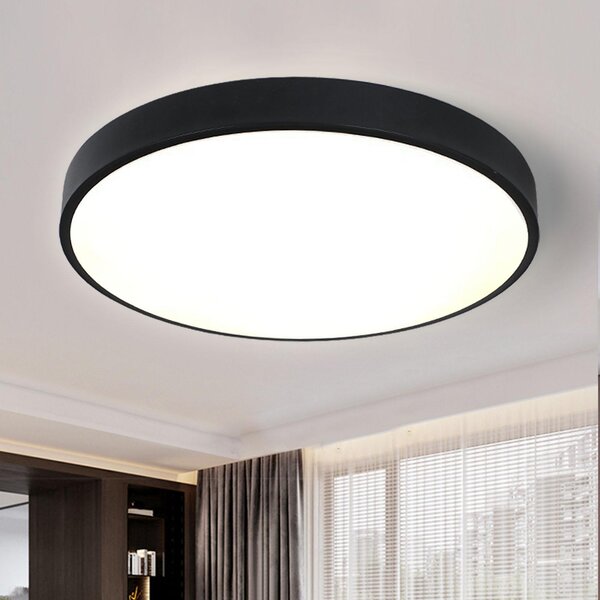 Style home 48W LED plafoniera Ultraslim Ø50x4cm, luce rotonda moderna per soggiorno camera da letto cucina ufficio corridoio (nero)