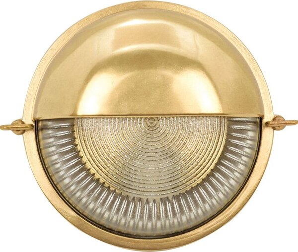 Lampada da esterno a parete in vetro di ottone E27 IP64 rotonda Ø 17,5 cm in lampada nautica da cantina