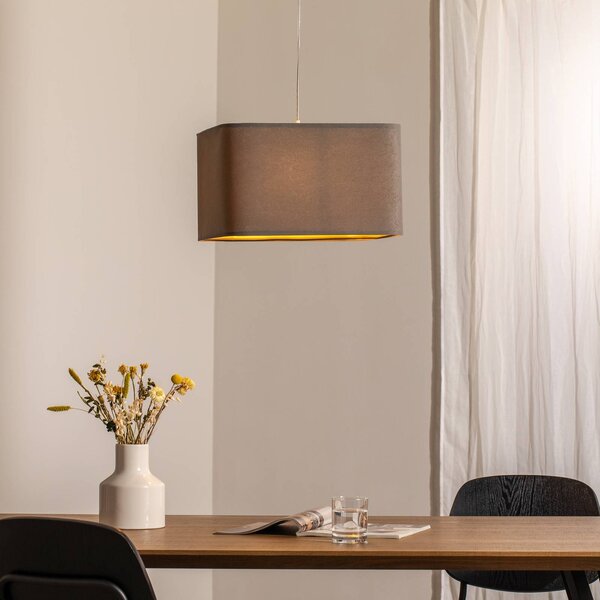 Lampada a sospensione Kwadro Maco Design, dimmerabile, Alluminio / Grigio / Zincato, Soggiorno / Sala da pranzo, Tessuto / Stoffa / Seta, Lampada a sospensione