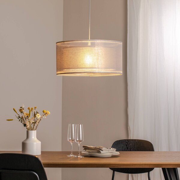 Lampada a sospensione Duo Den Light Maco Design, dimmerabile, Alluminio / Grigio / Zincato, Soggiorno / Sala da pranzo, Tessuto / Stoffa / Seta, Lampada a sospensione