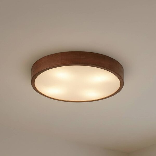Plafoniera soffitto Tanju Lindby, dimmerabile, Legno scuro, Soggiorno / Sala da pranzo, Legno, Plafoniera