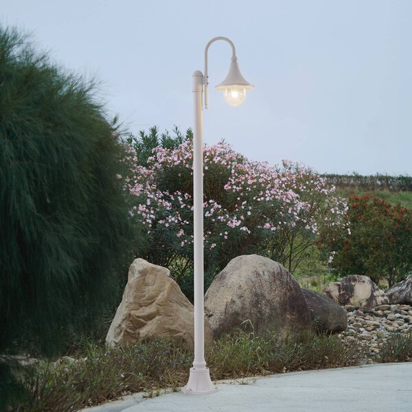 Lampada da esterno Lindby Daphne, 220 cm, bianco, metallo, E27 Daphne Lindby, dimmerabile, Bianco / Opale, Alluminio, Antico