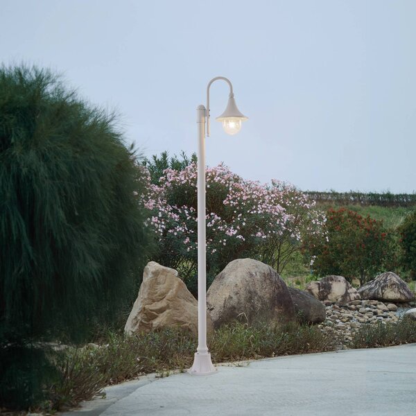 Lampada da esterno Lindby Daphne, 220 cm, bianco, metallo, E27 Daphne Lindby, dimmerabile, Bianco / Opale, Alluminio, Antico