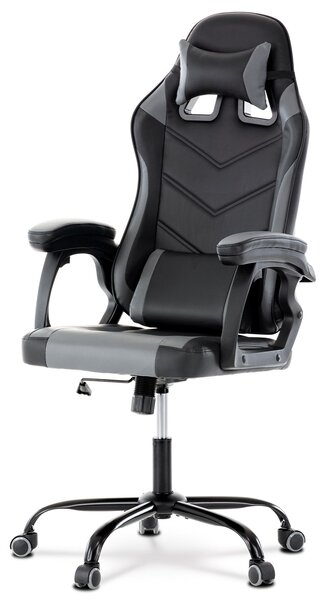 Sedia da gaming Autronic grigia e nera in ecopelle con schienale meccanico basculante 135° (KA-L626 GREY)