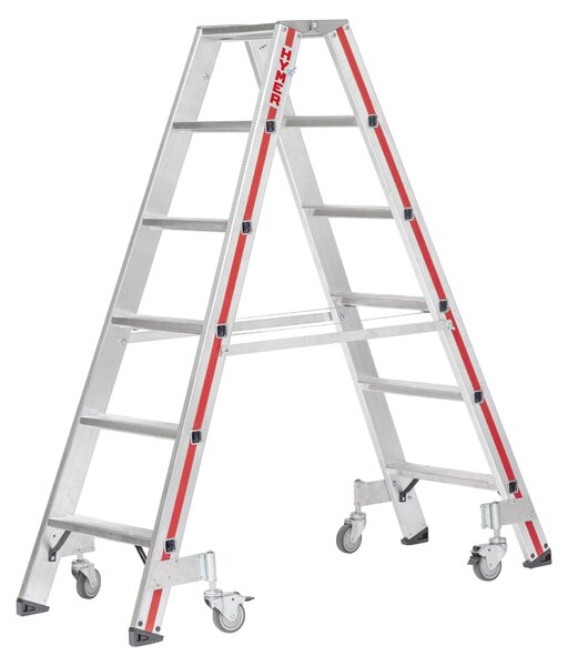 Scala a pioli Hymer con rotelle, 2x6 gradini