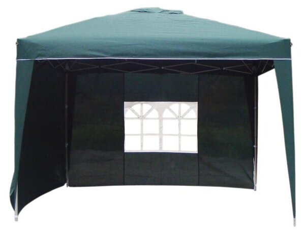 Lex Gazebo da giardino pieghevole 3 x 3 m + 2 pareti laterali verde