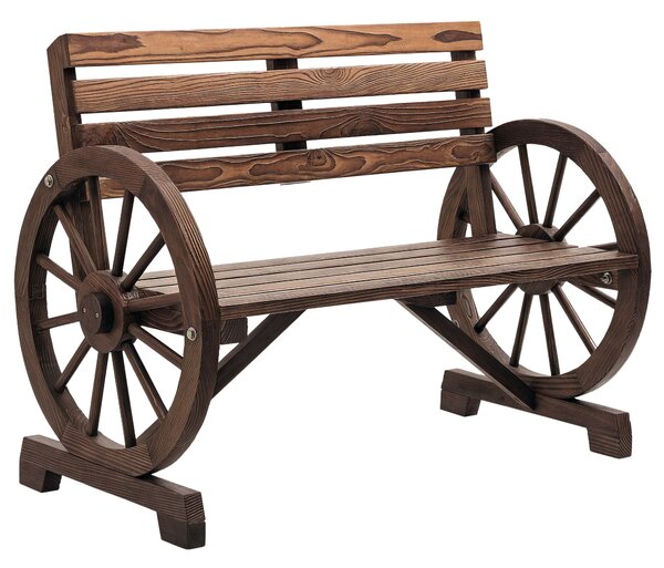 Outsunny Panchina da Giardino da 2 Posti con Braccioli a Ruota, Panchina da Esterno a Doghe in Legno di Abete, Stile Country, Panca per Terrazza Patio e Cortile, 105.5x56x79 cm, Carbonizzato | Aosom Italy