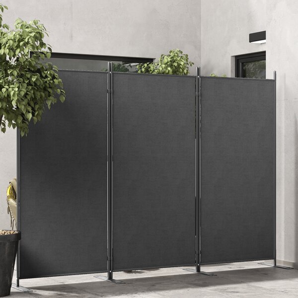 Outsunny Paravento a 3 Pannelli Pieghevole e Regolabile da Esterno, in Poliestere e Metallo, 252x44x176 cm, Grigio Carbone | Aosom Italy