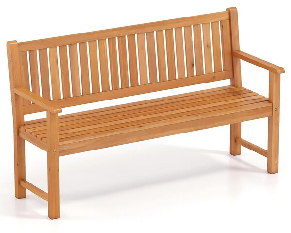 KOMFOTTEU, panchina da giardino per 2 persone, realizzata in legno massello, con schienale, capacità di carico di 300 kg, ideale per balconi e terrazzi, dimensioni 150x53,5x89 cm