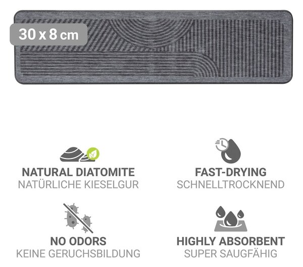 Tappetino scolapiatti grigio in diatomite 30x8 cm Damon – Wenko