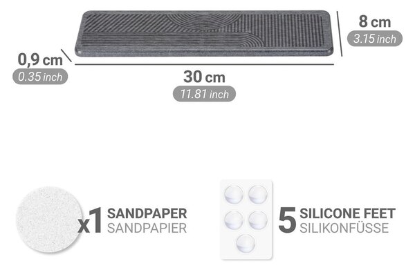 Tappetino scolapiatti grigio in diatomite 30x8 cm Damon – Wenko