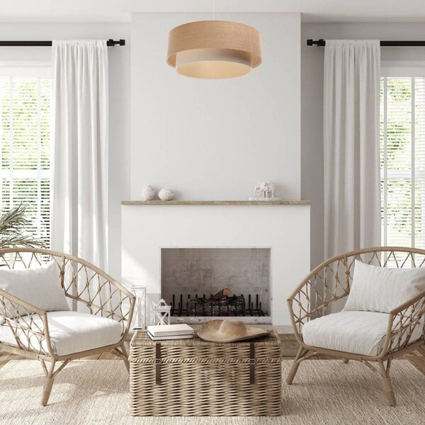 Lampada a sospensione Boho Maco Design, dimmerabile, Crema / Ambra, Soggiorno / Sala da pranzo, Tessuto / Stoffa / Seta, Lampada a sospensione