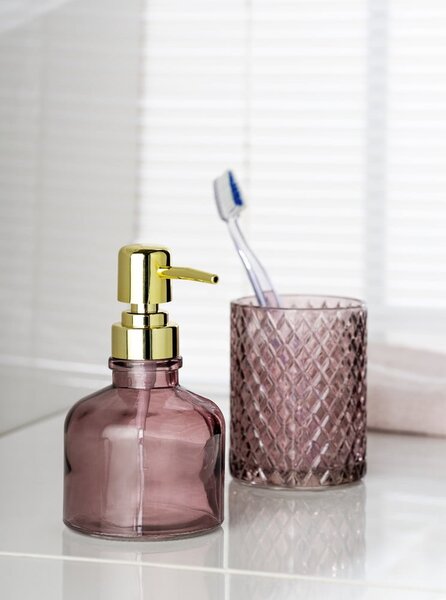 Dispenser per sapone rosa scuro in vetro 200 ml Atessa – Wenko