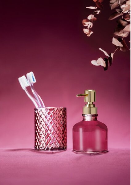 Dispenser per sapone rosa scuro in vetro 200 ml Atessa – Wenko