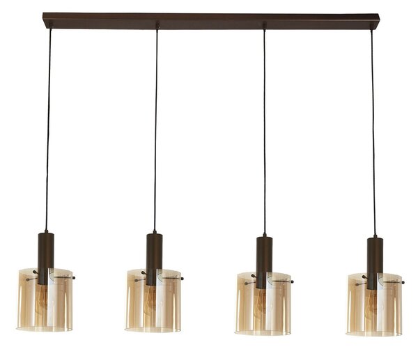 Lampadario Contemporaneo Svezia Acciaio Marrone Vetro 4 Luci E27
