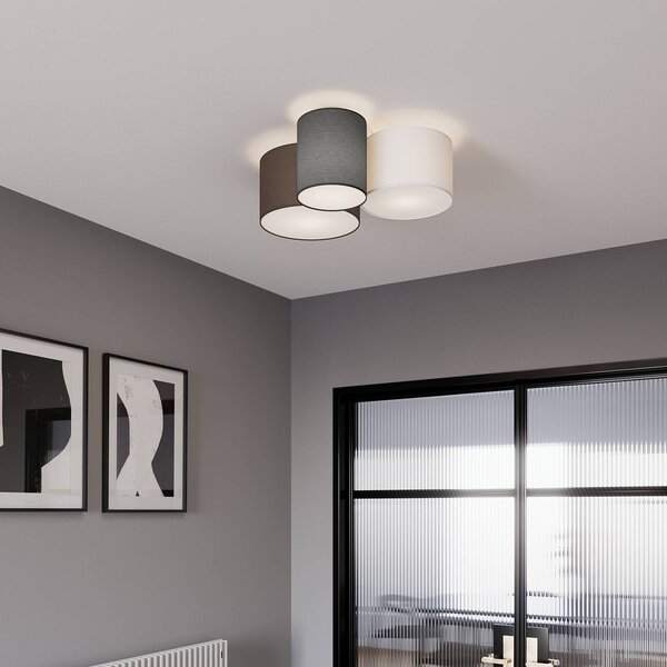 Plafoniera soffitto Laurenz Lindby, dimmerabile, Alluminio / Grigio / Zincato, Soggiorno / Sala da pranzo, Tessuto / Stoffa / Seta, Moderno, Plafoniera