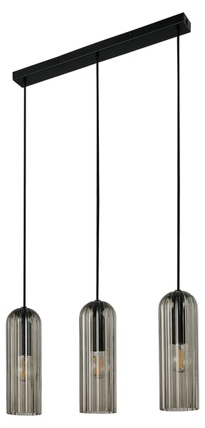NORDLUX Miella lampadario su barra con effetto plissettato, Variante: Ø 100 x 300 mm, 3 x 25 W, fumé
