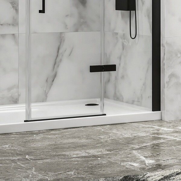 Kamalu porta doccia 130cm battente e 2 fissi colore nero | kt6000n