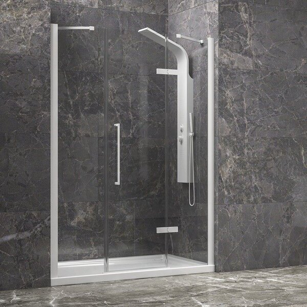 Kamalu porta doccia 135cm battente e 2 fissi colore bianco | kt6000b