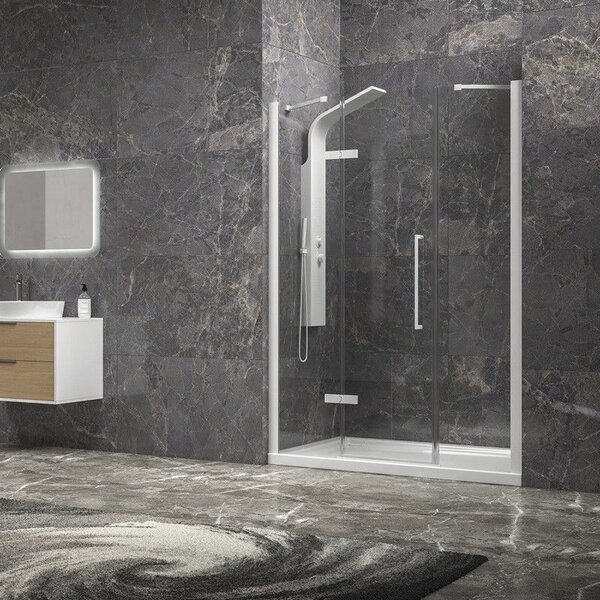 Kamalu porta doccia 135cm battente e 2 fissi colore bianco | kt6000b