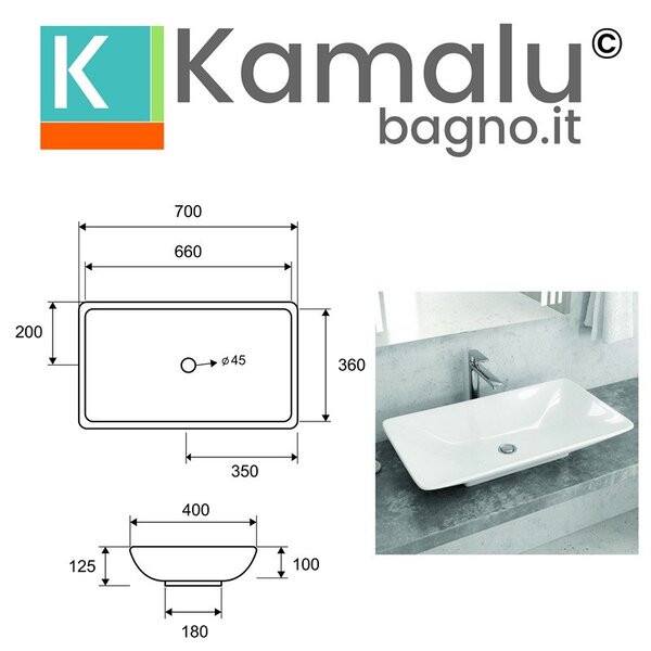 Kamalu lavabo da appoggio 70cm in ceramica litos-1685