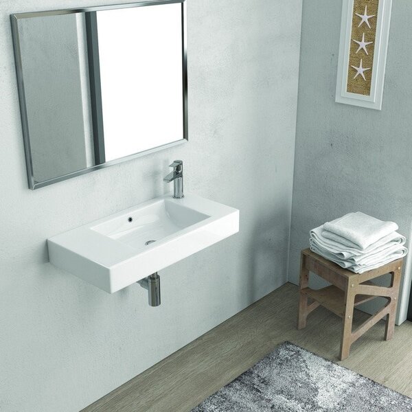 Kamalu lavabo sospeso 70 cm con foro miscelatore a destra litos-mn70
