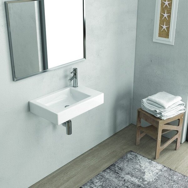 Kamalu lavabo sospeso 55 cm rubinetto destra litos-mn55