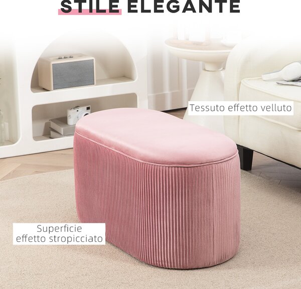 HOMCOM Pouf Panca Contenitore in Velluto Stile Moderno, Panca Imbottita per Camera da Letto, Soggiorno e Ingresso, Rosa, 81x40x41cm