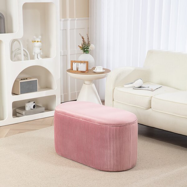 HOMCOM Pouf Panca Contenitore in Velluto Stile Moderno, Panca Imbottita per Camera da Letto, Soggiorno e Ingresso, Rosa, 81x40x41cm