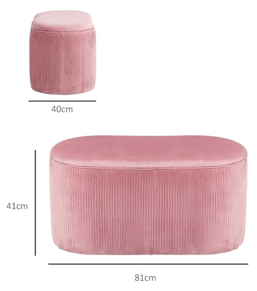 HOMCOM Pouf Panca Contenitore in Velluto Stile Moderno, Panca Imbottita per Camera da Letto, Soggiorno e Ingresso, Rosa, 81x40x41cm