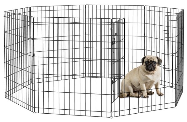 PawHut Recinto per Cani e Cuccioli, Box Multiuso Spazioso e di Alta Qualità per Animali da 8 Pezzi in Filo di Ferro, 76x61cm, Nero | Aosom Italy