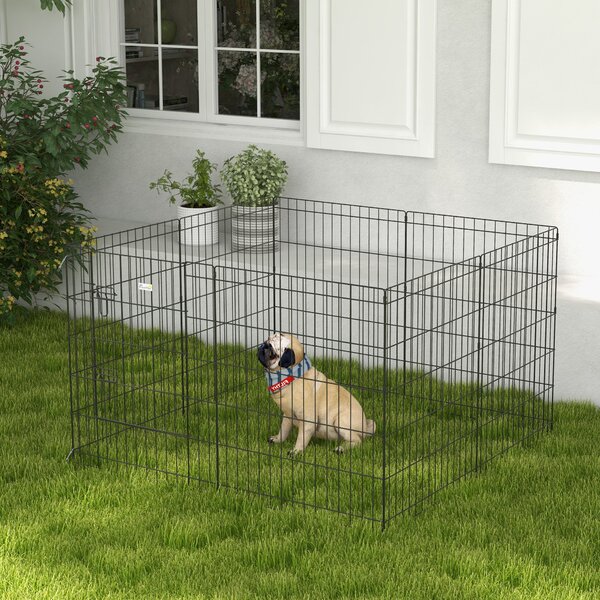 PawHut Recinto per Cani e Cuccioli, Box Multiuso Spazioso e di Alta Qualità per Animali da 8 Pezzi in Filo di Ferro, 76x61cm, Nero | Aosom Italy