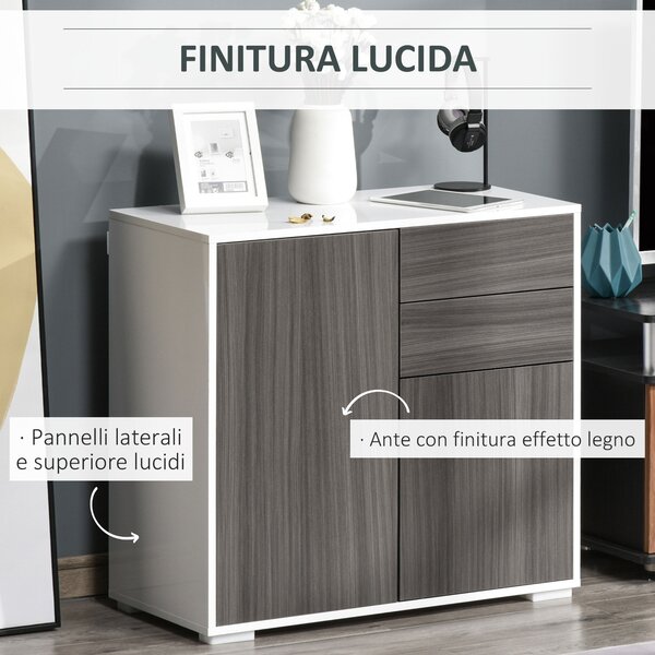HOMCOM Credenza Multiuso Moderna con 2 Cassetti e 2 Armadietti, Apertura a Pressione, Mobile per Soggiorno, Cucina, Ufficio|Aosom Italy