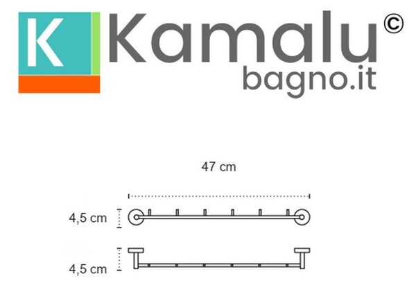 Porta salviette barra con 5 ganci in acciaio inox lucido | Monde-C - KAMALU