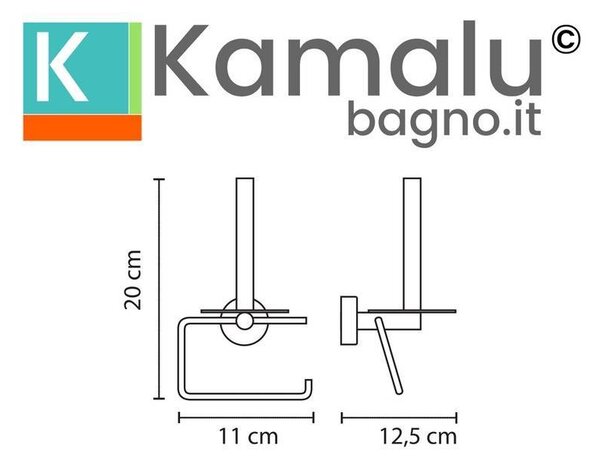 Portarotolo con gancio e barra verticale in acciaio inox bianco opaco installazione a muro | Monde-B - KAMALU