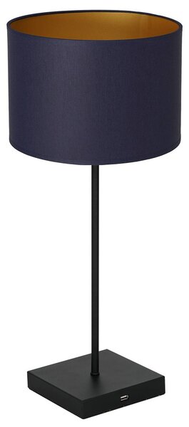 Euluna Lampada da tavolo Table nero, cilindro blu-oro