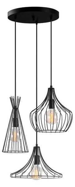 Lampadario a sospensione con filo MEZOPOTAMYA 3xE27/40W/230V nero